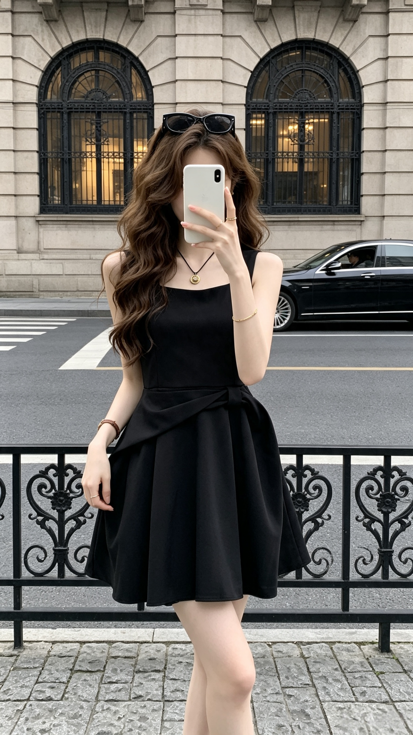 Colette Tied-Waist Square Neck Flare Mini Dress