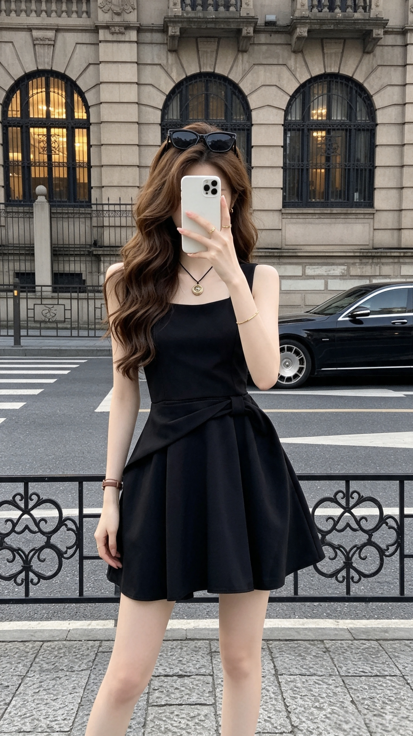 Colette Tied-Waist Square Neck Flare Mini Dress