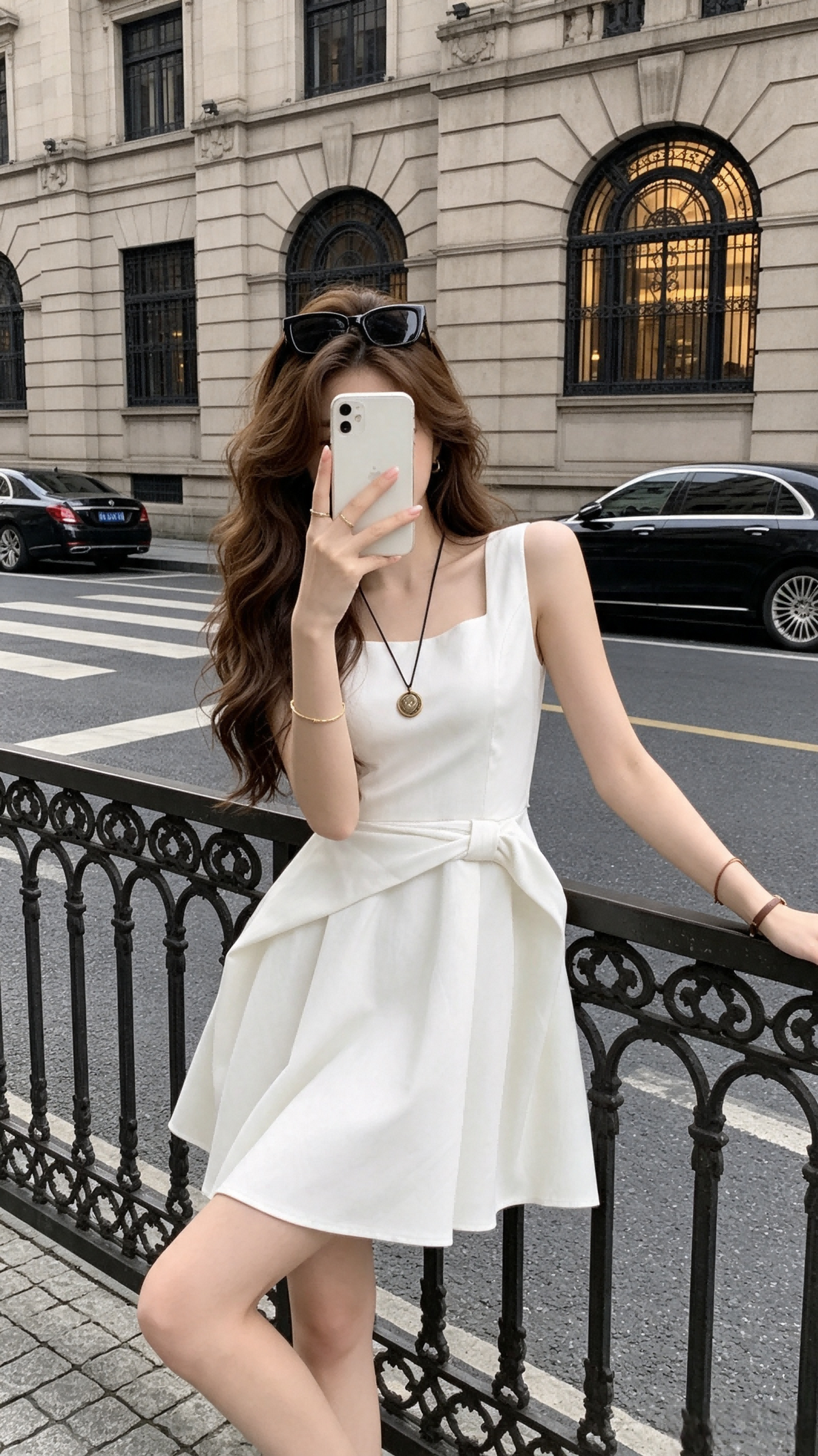 Colette Tied-Waist Square Neck Flare Mini Dress