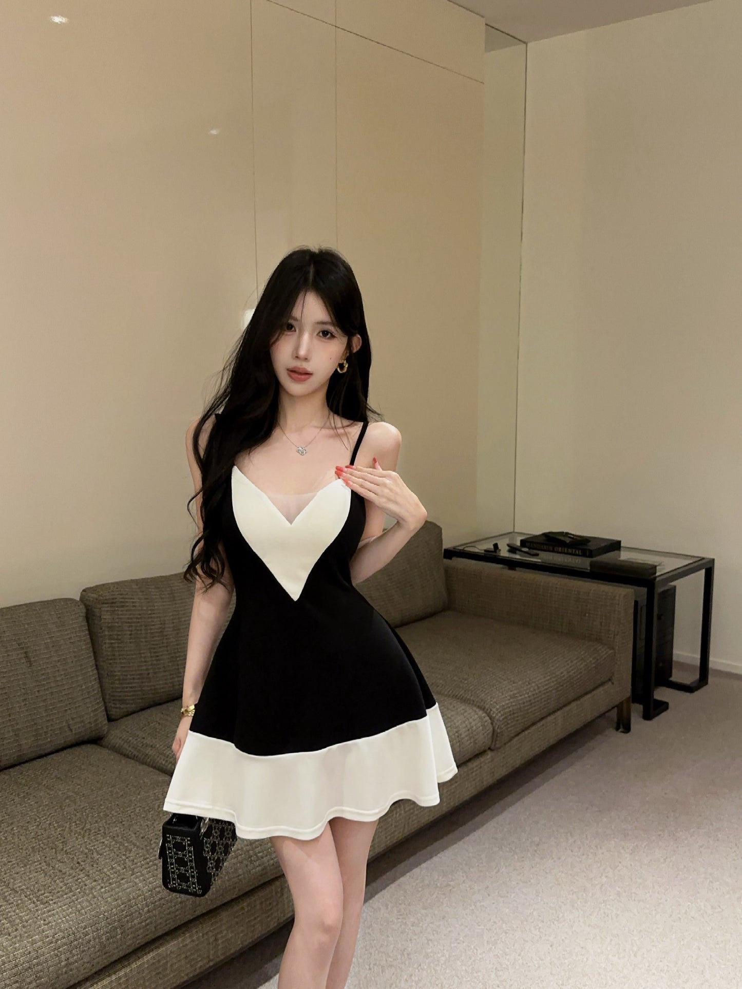 Colorblock V-Neck Camisole Mini Dress