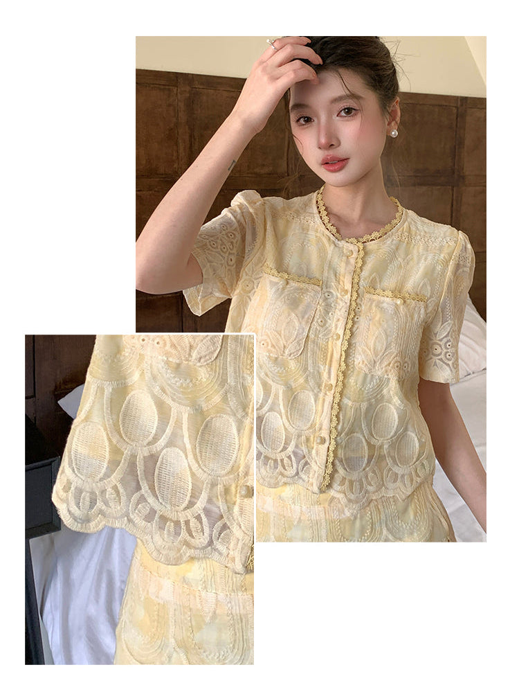Aurelia Embroidered Vintage Lace Two-Piece Set