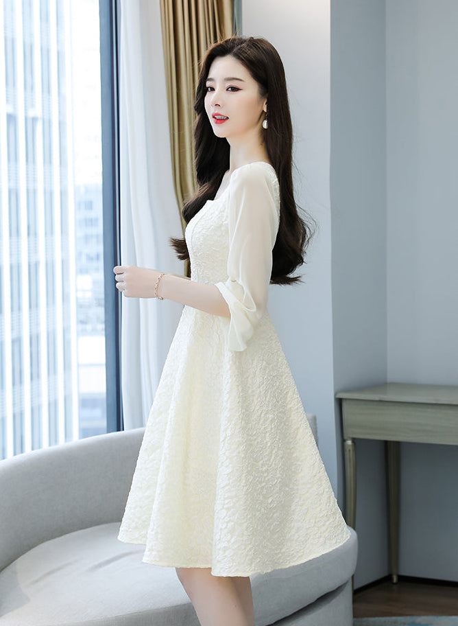 Odette Square-Neck Jacquard Tea Dress