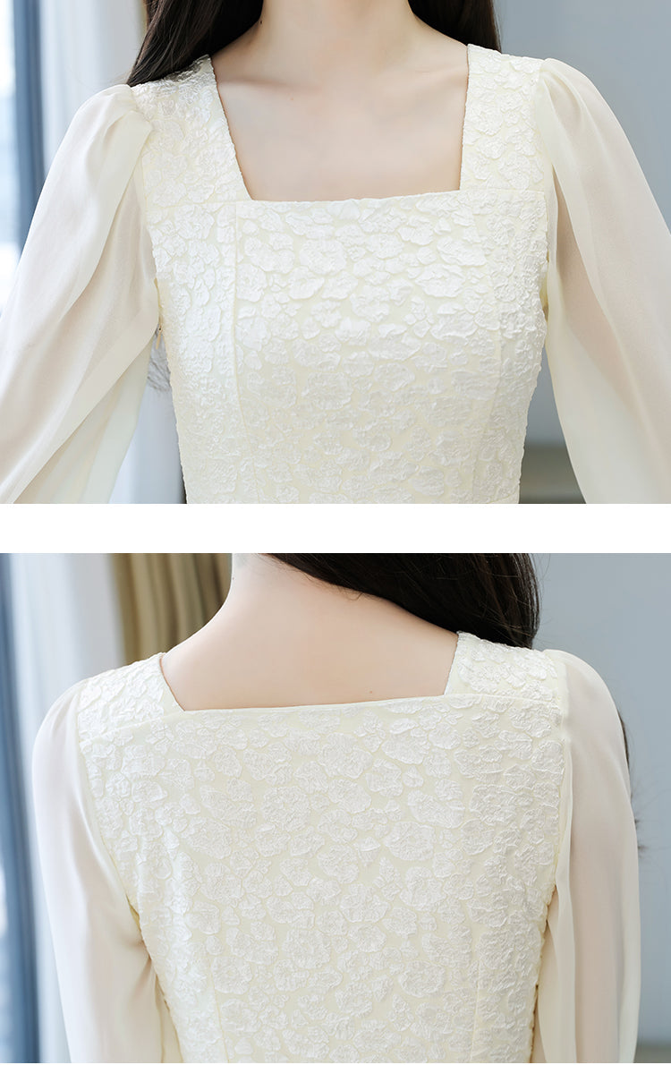 Odette Square-Neck Jacquard Tea Dress