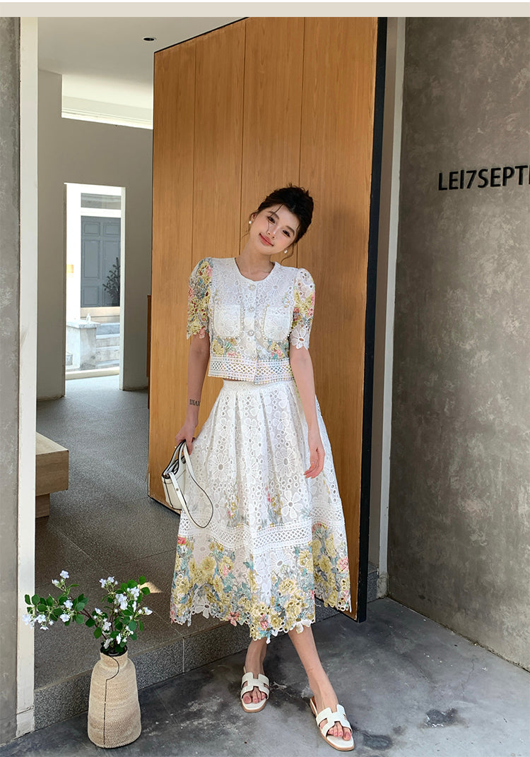 Primrose Embroidered Guipure Lace Two-Piece