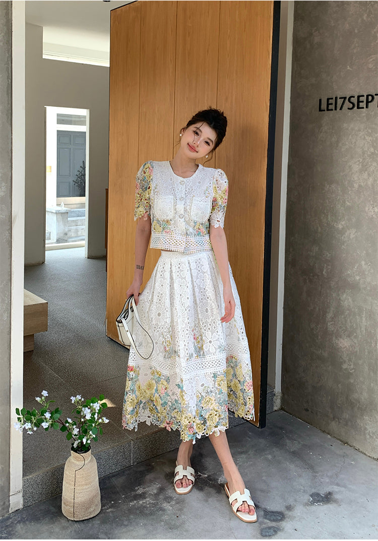 Primrose Embroidered Guipure Lace Two-Piece