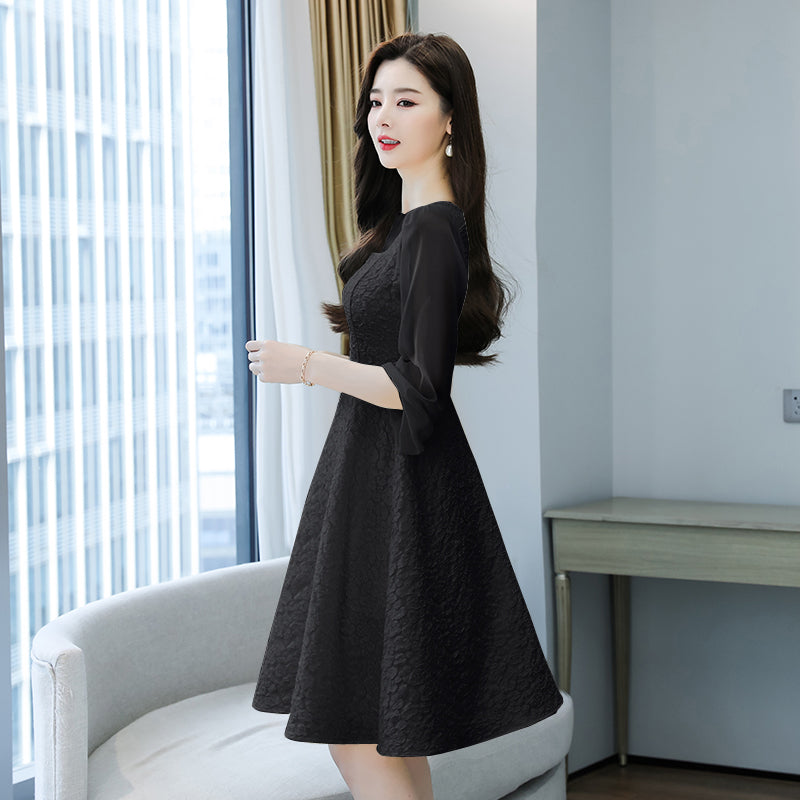 Odette Square-Neck Jacquard Tea Dress