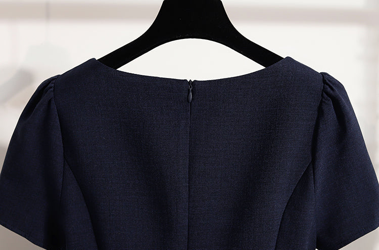 French Vintage Square Neck Bow- Knot Mini Dress