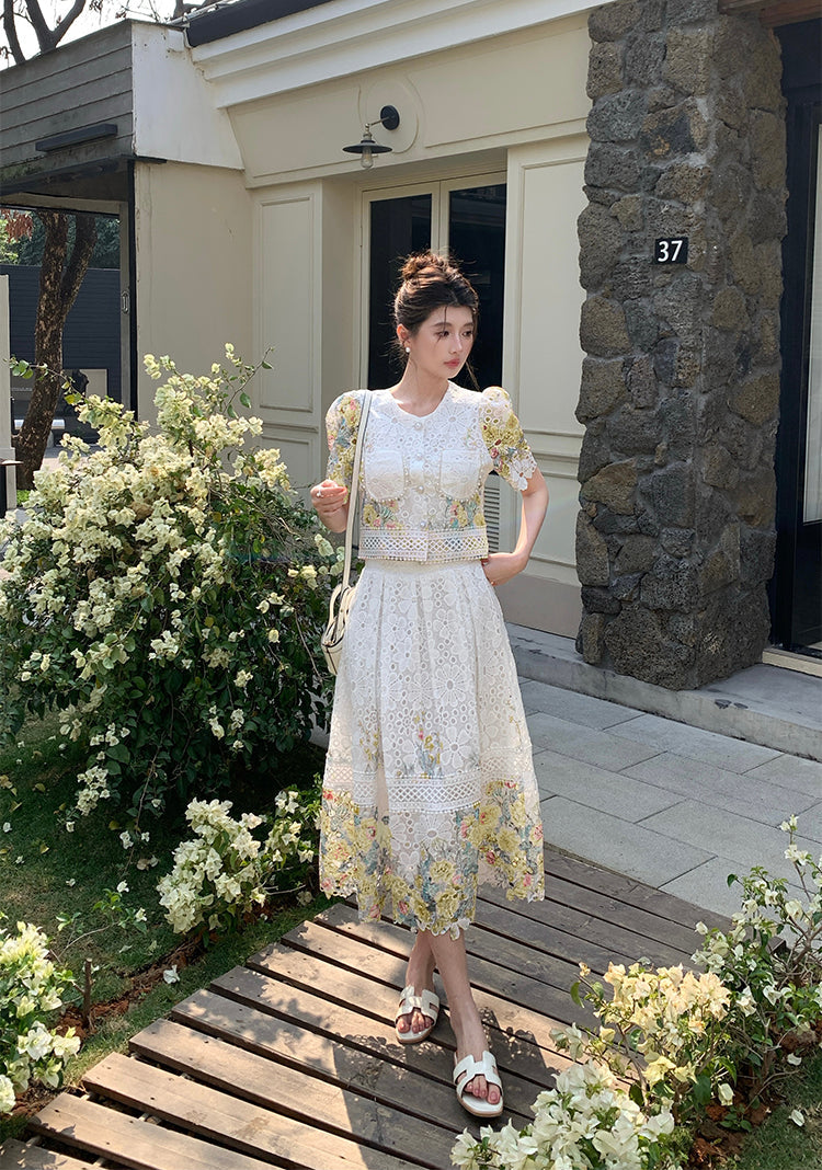 Primrose Embroidered Guipure Lace Two-Piece