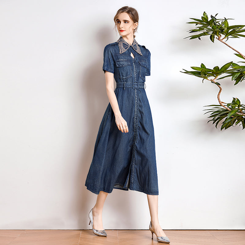 Chrysalis Butterfly Collar Denim Dress