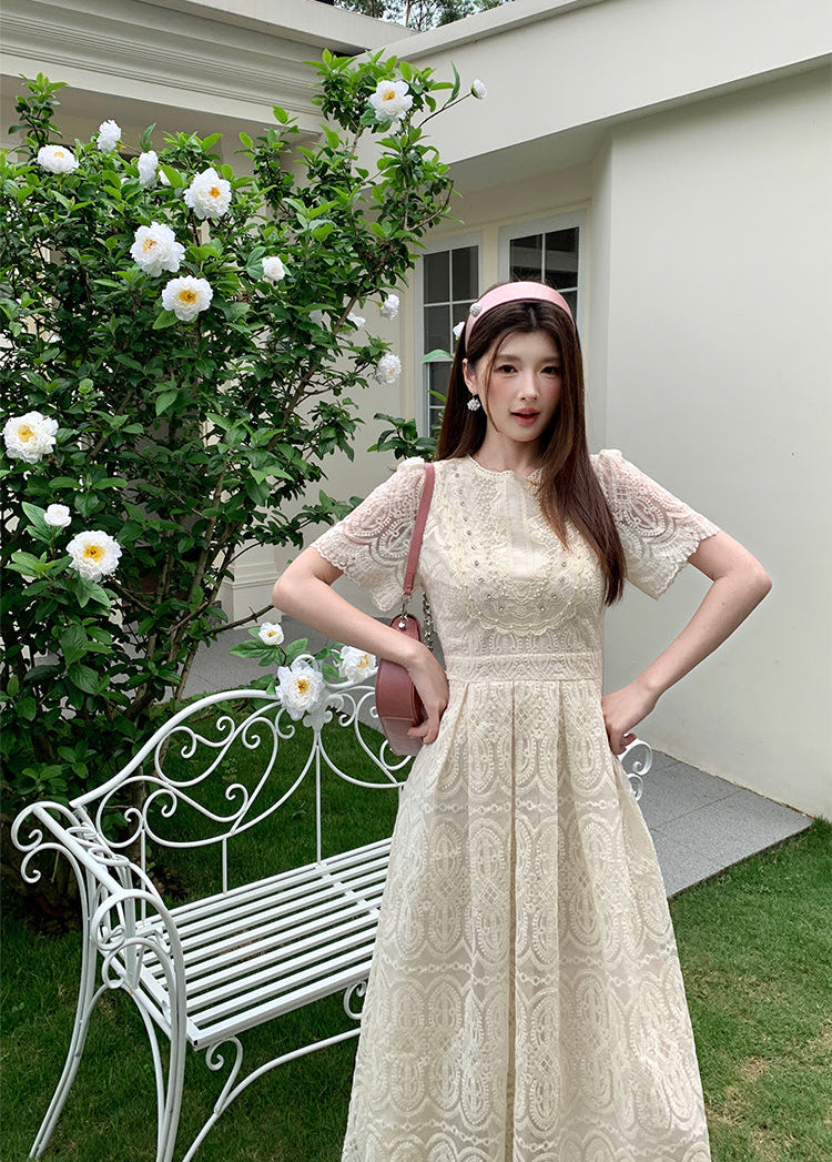 Ivory Guipure Embroidered Gown