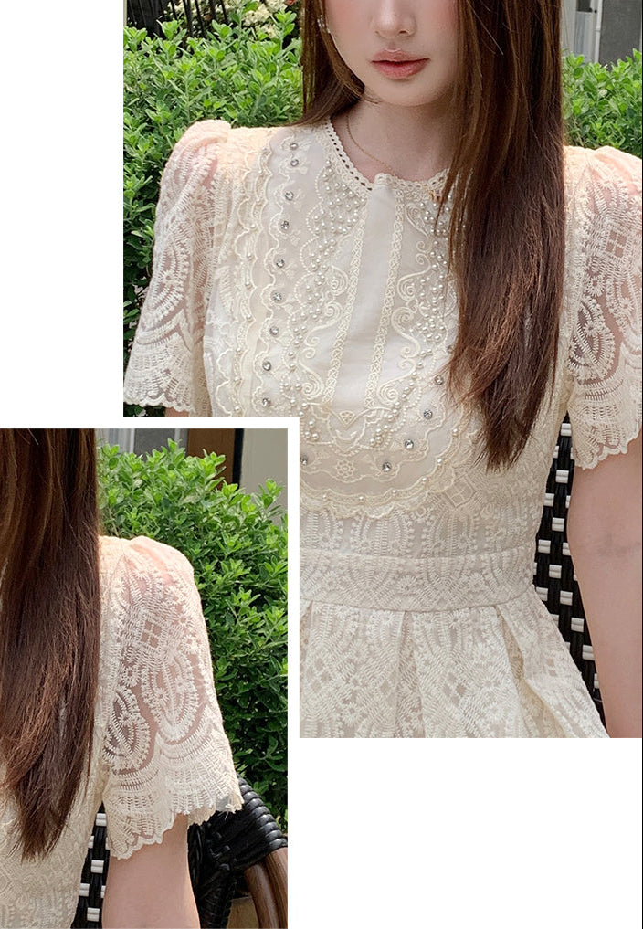 Ivory Guipure Embroidered Gown