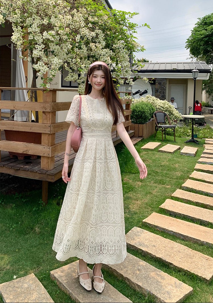 Ivory Guipure Embroidered Gown