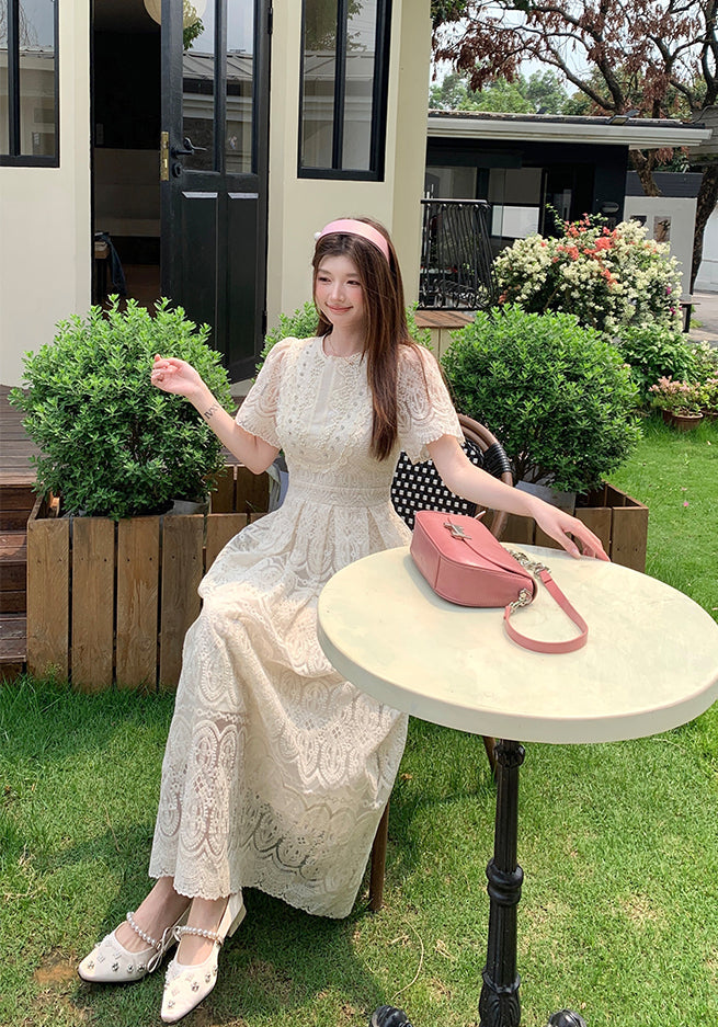 Ivory Guipure Embroidered Gown