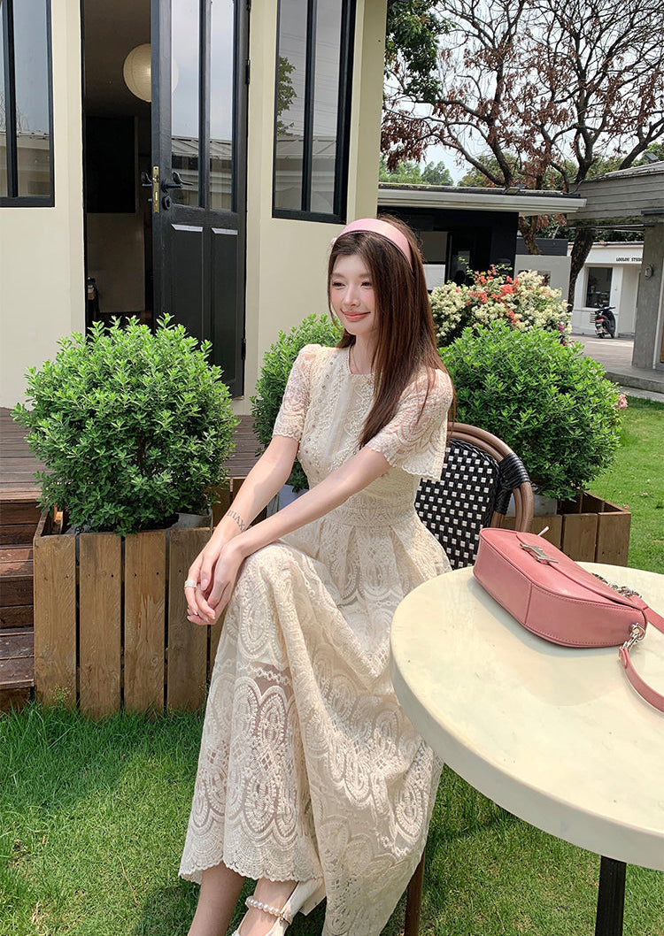 Ivory Guipure Embroidered Gown