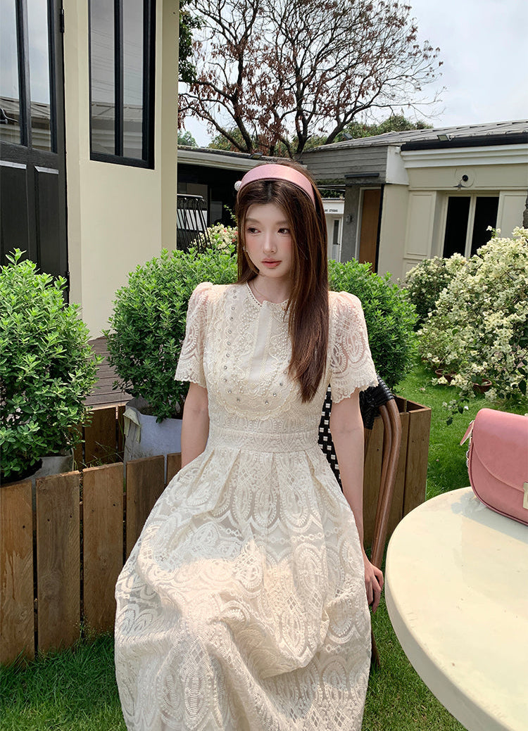 Ivory Guipure Embroidered Gown