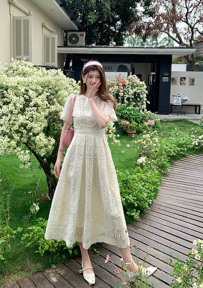 Ivory Guipure Embroidered Gown