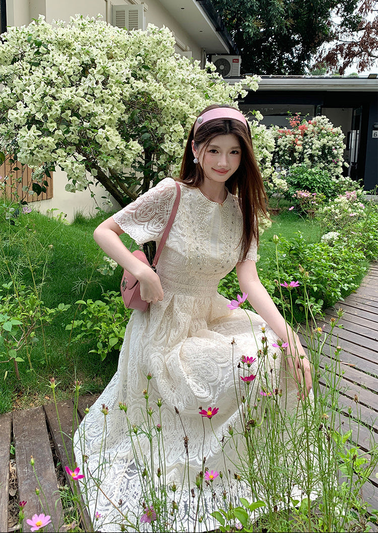 Ivory Guipure Embroidered Gown