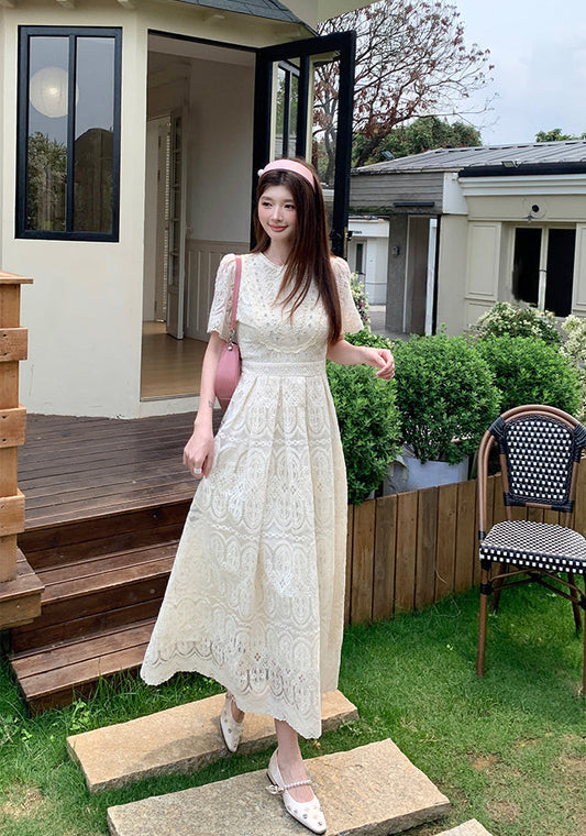 Ivory Guipure Embroidered Gown