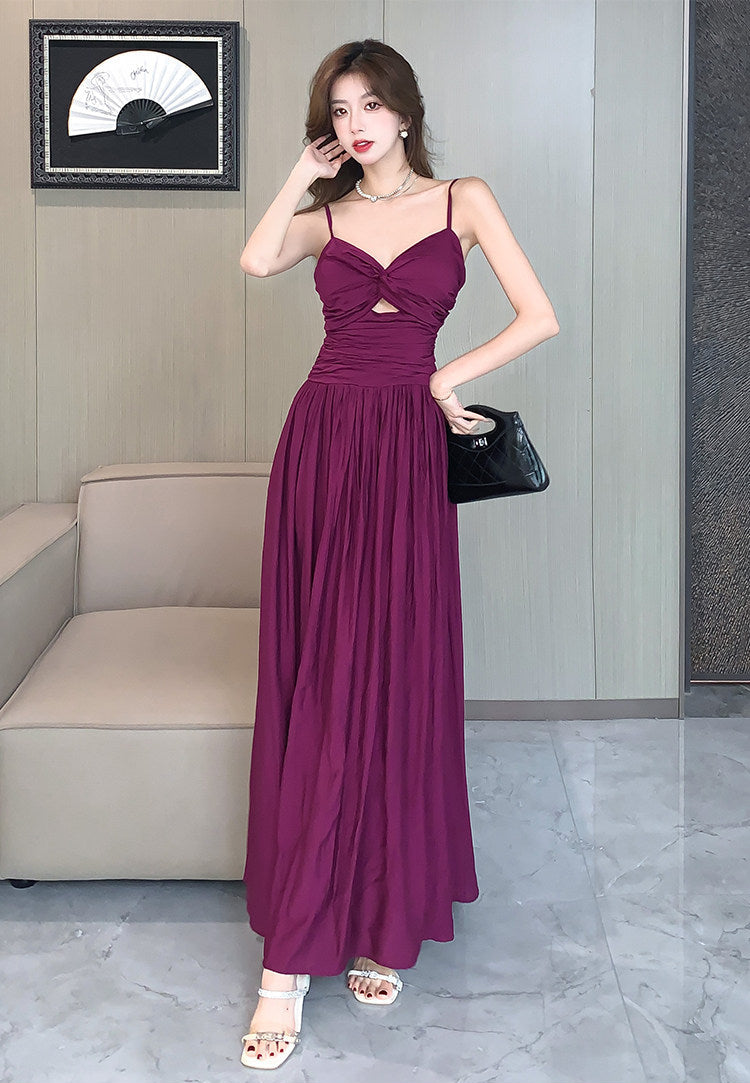 Elegant Twist Front Maxi Dress With High Slit