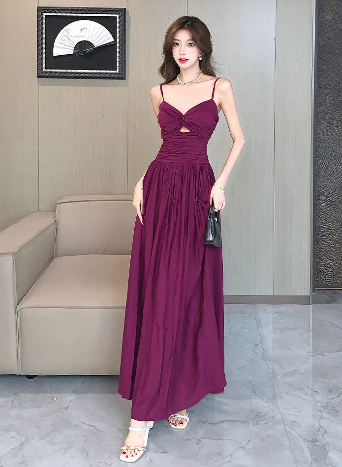Elegant Twist Front Maxi Dress With High Slit