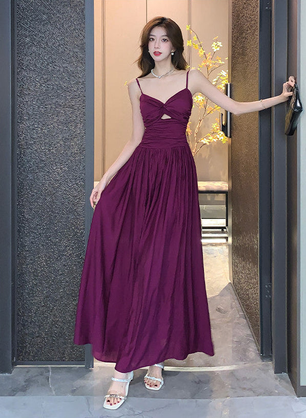 Elegant Twist Front Maxi Dress With High Slit