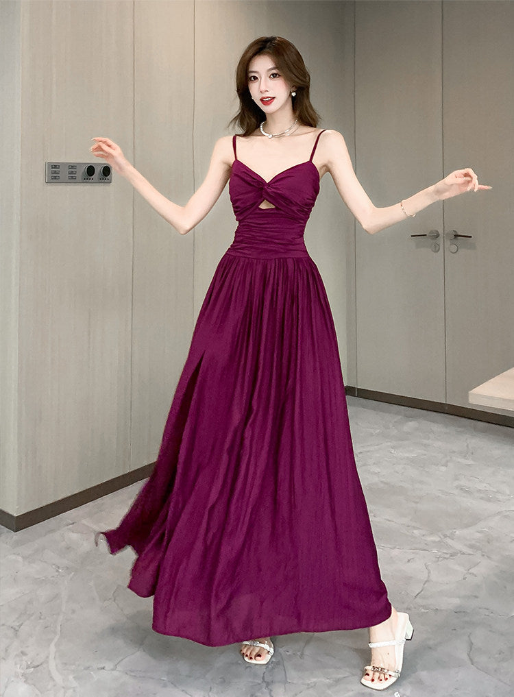Elegant Twist Front Maxi Dress With High Slit
