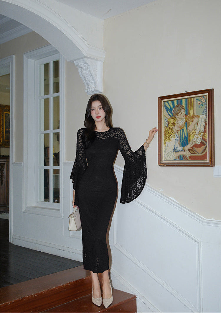 Evening Elegance Trumpet-Sleeve Gown