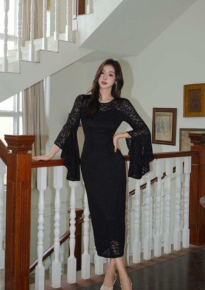 Evening Elegance Trumpet-Sleeve Gown