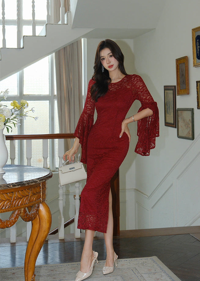 Evening Elegance Trumpet-Sleeve Gown