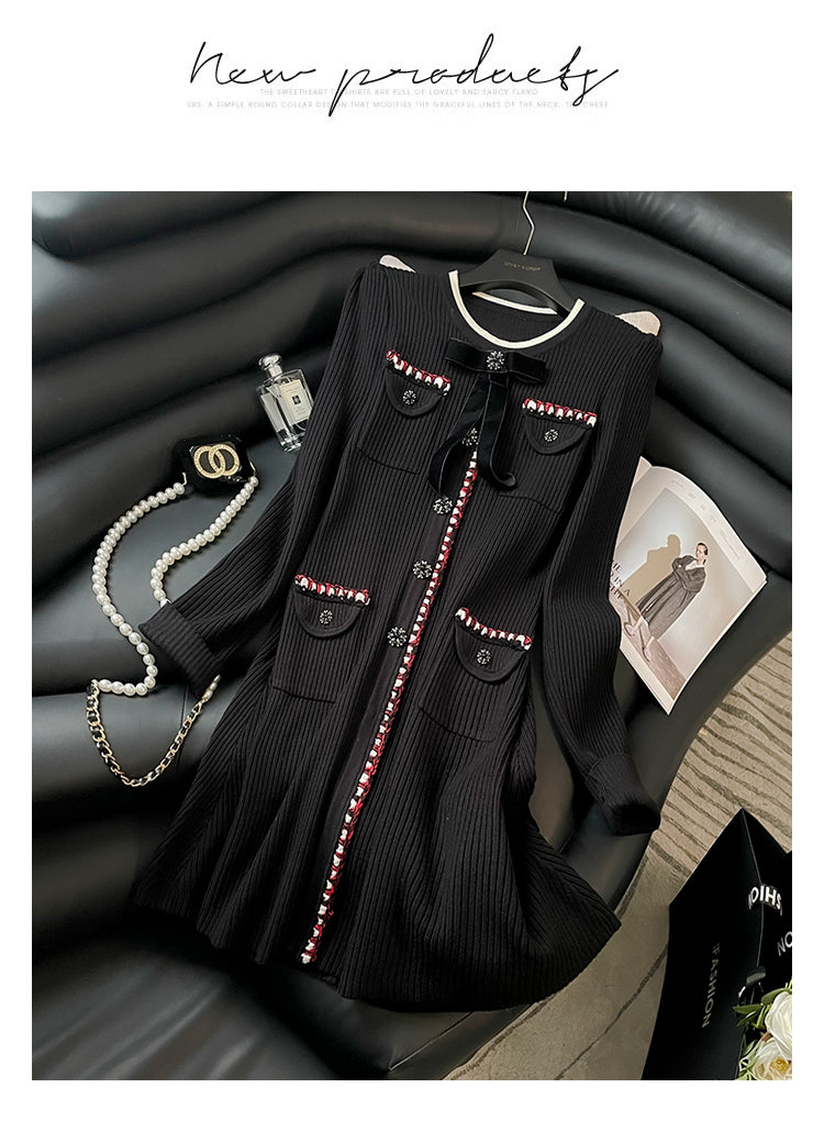 Long Sleeve Button- Down Knit Dress In Crimson