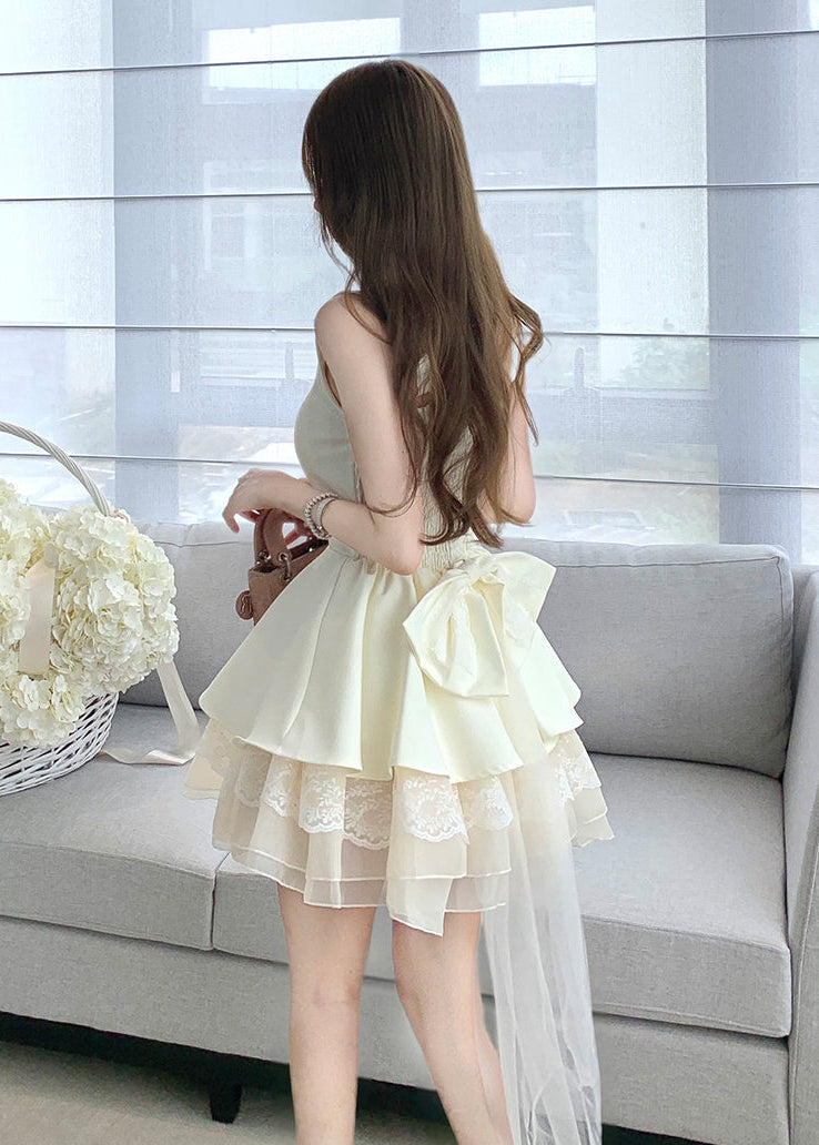 Fairycore Tiered Ruffle Mini Dress with Lace Trim
