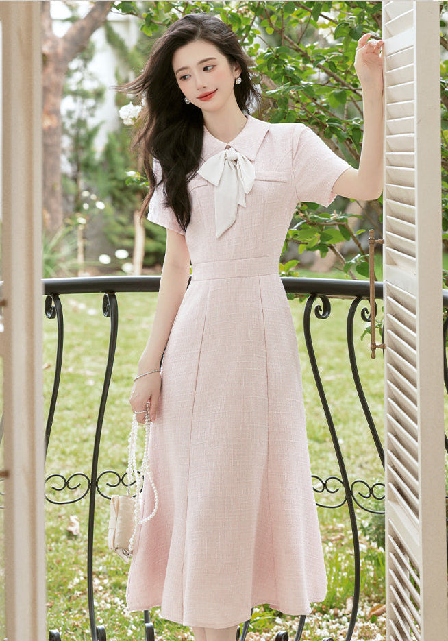 Vintage Grace Soft Pink Mermaid Hem Dress
