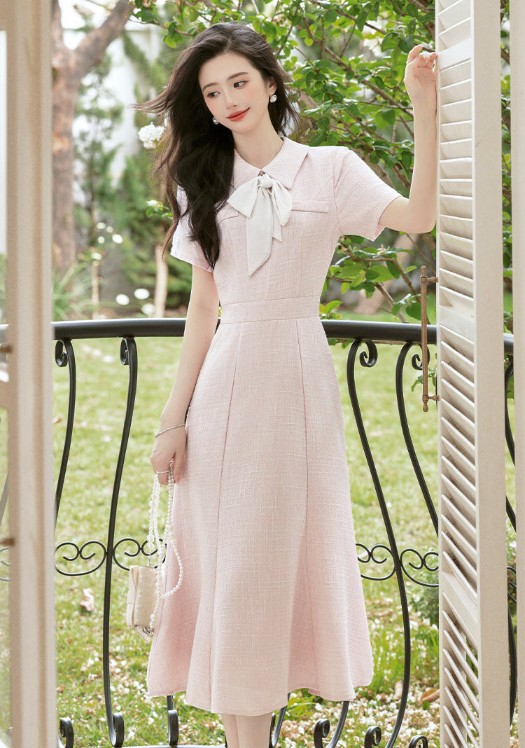 Vintage Grace Soft Pink Mermaid Hem Dress