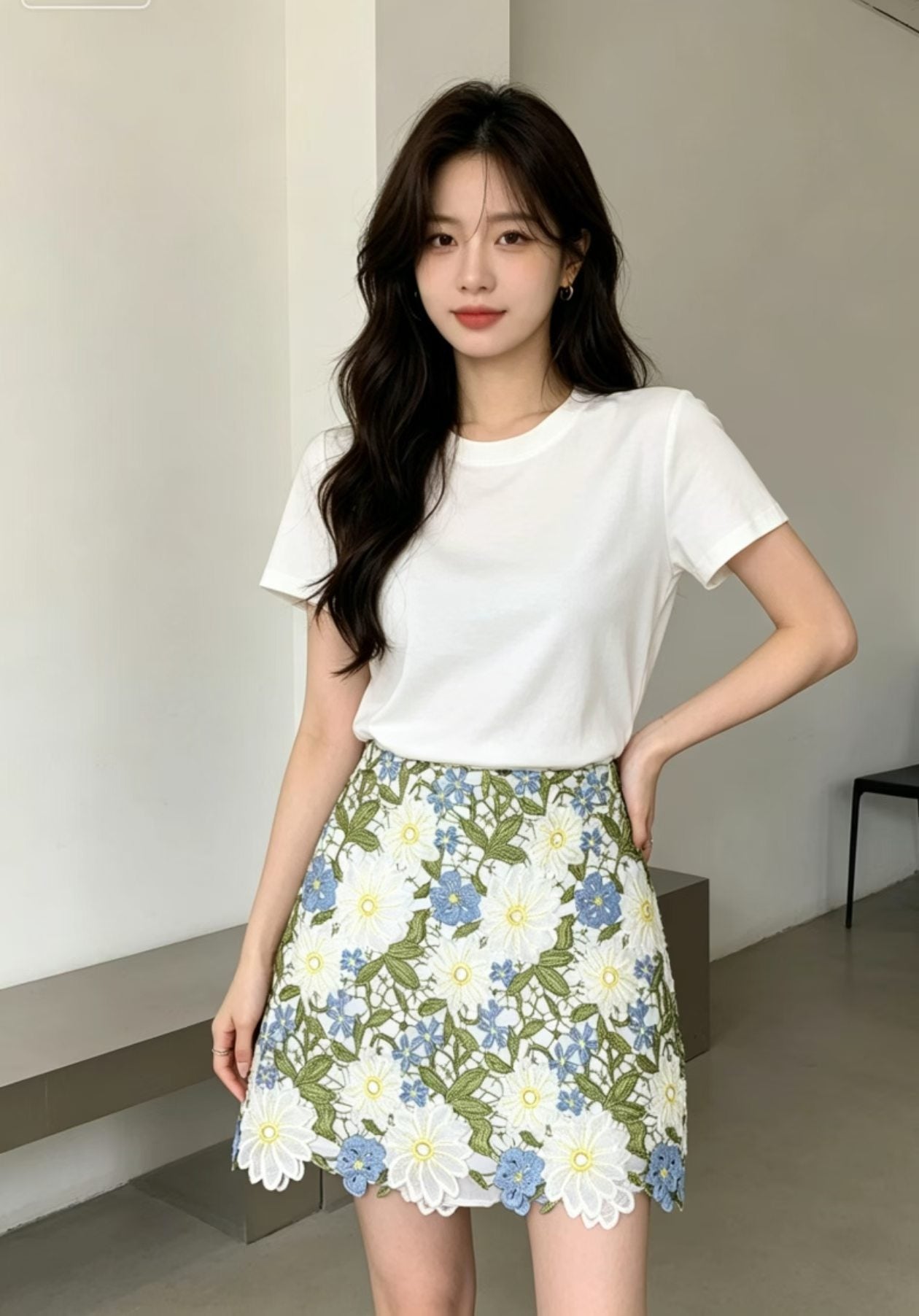 Daisy Chain Floral Lace Mini Skirt
