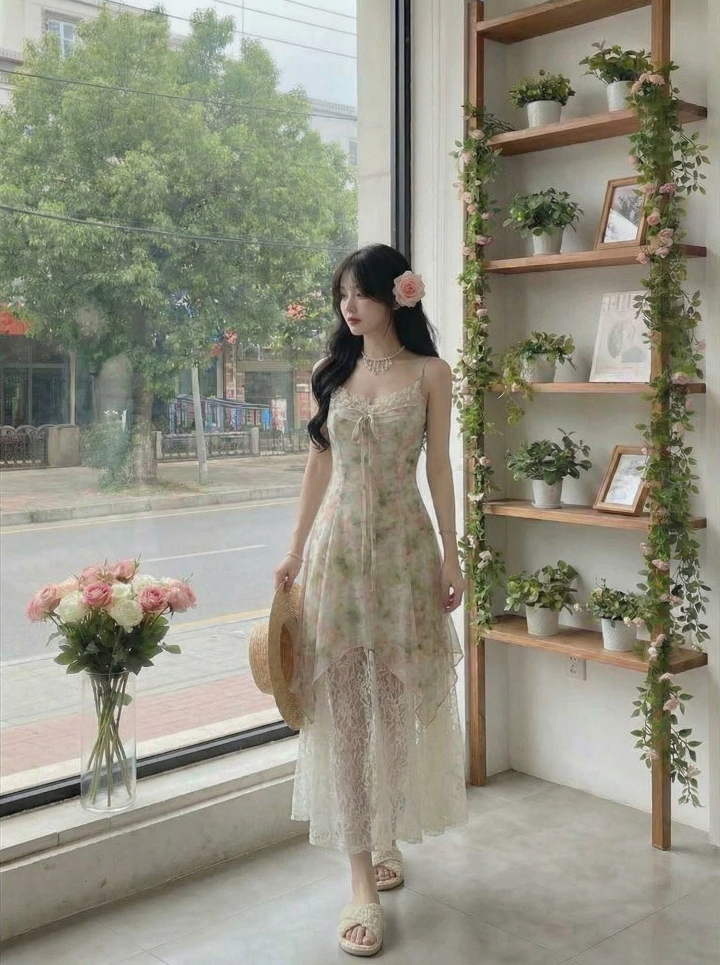 Pastle Floral Spaghetti Strap Dress