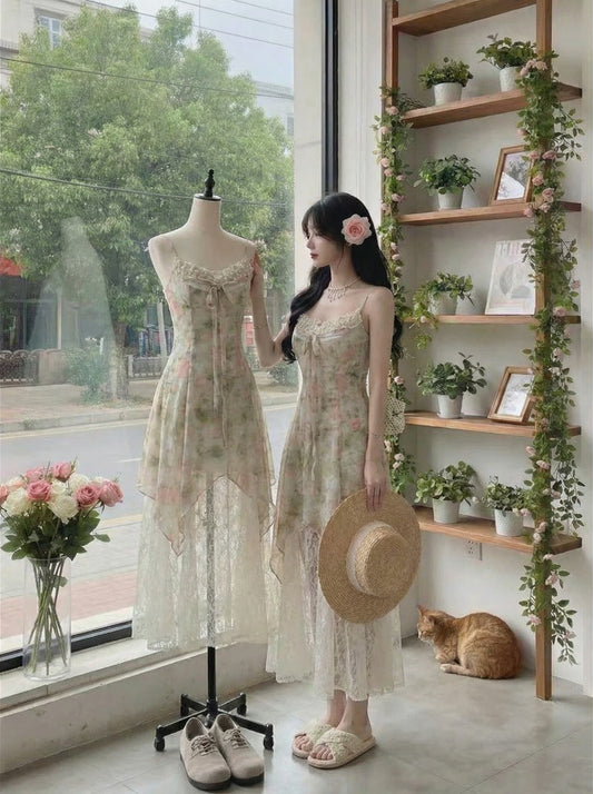 Pastle Floral Spaghetti Strap Dress