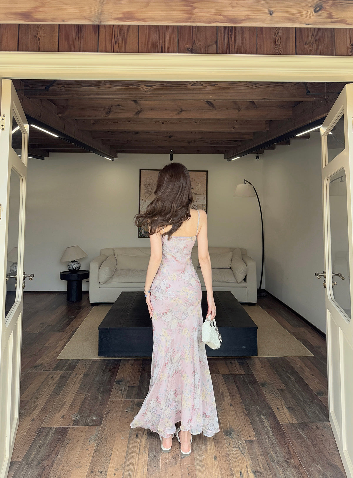 Petal Whisper Cowl Neck Maxi Dress