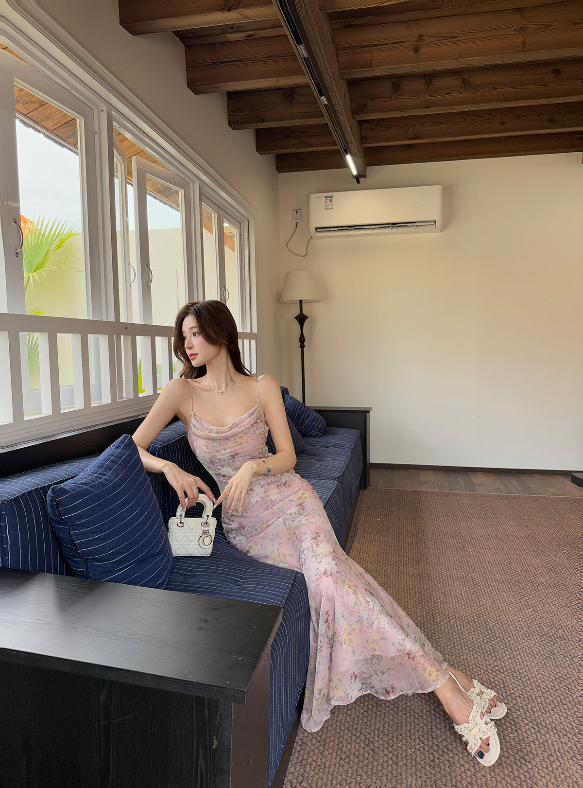 Petal Whisper Cowl Neck Maxi Dress