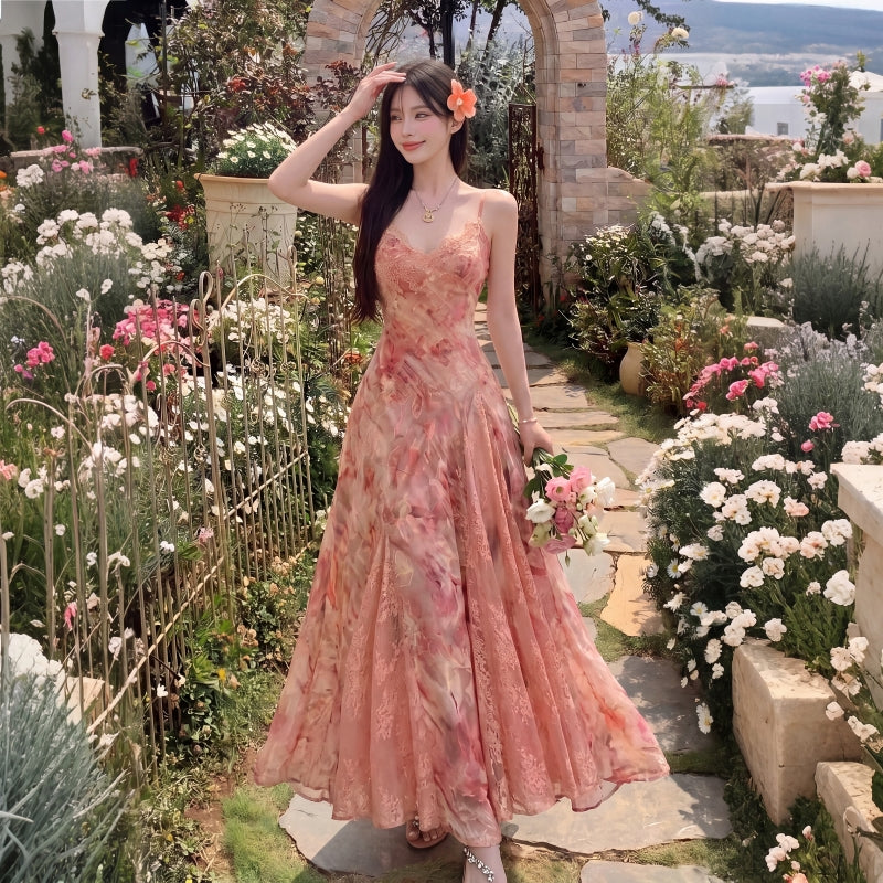 Floral Dream Watercolor Lace Maxi Dress