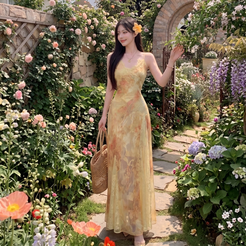 Floral Dream Watercolor Lace Maxi Dress