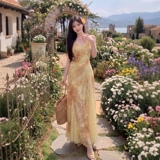 Floral Dream Watercolor Lace Maxi Dress