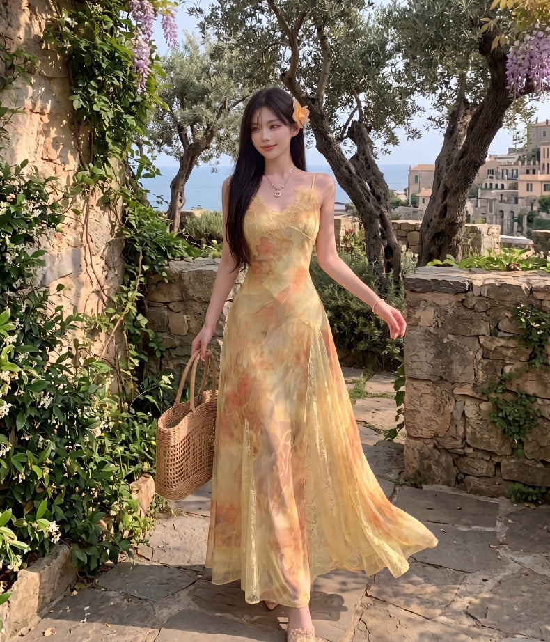 Floral Dream Watercolor Lace Maxi Dress
