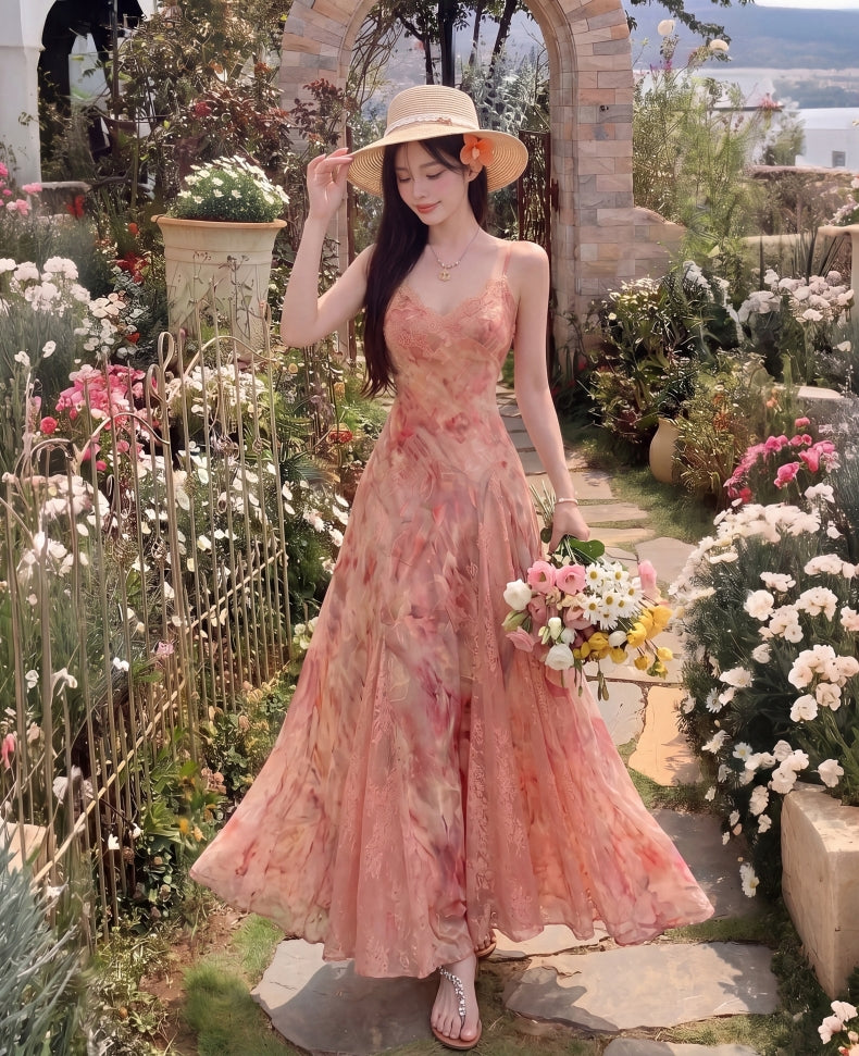 Floral Dream Watercolor Lace Maxi Dress