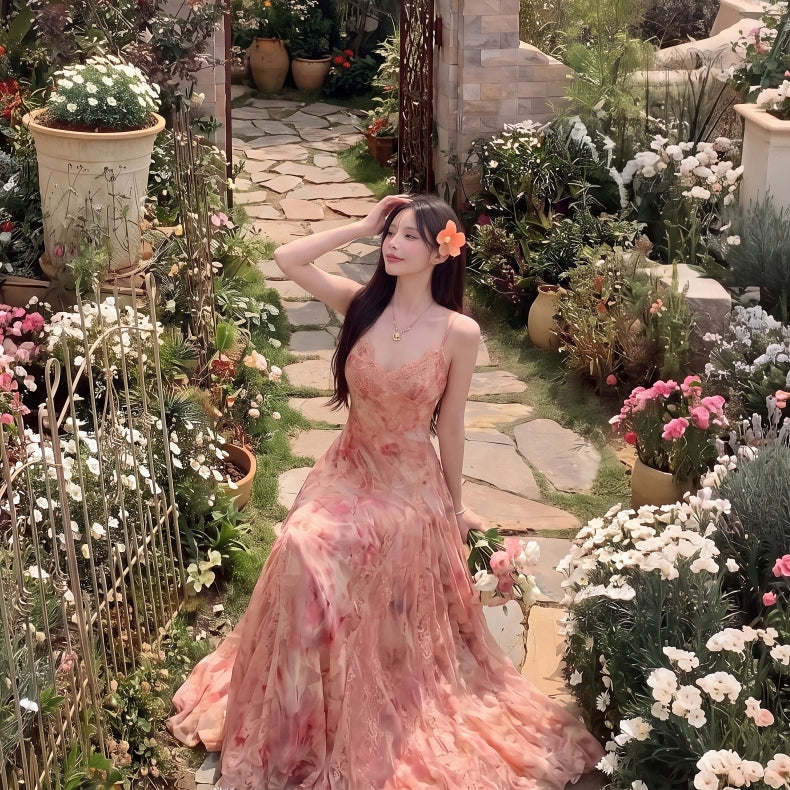 Floral Dream Watercolor Lace Maxi Dress