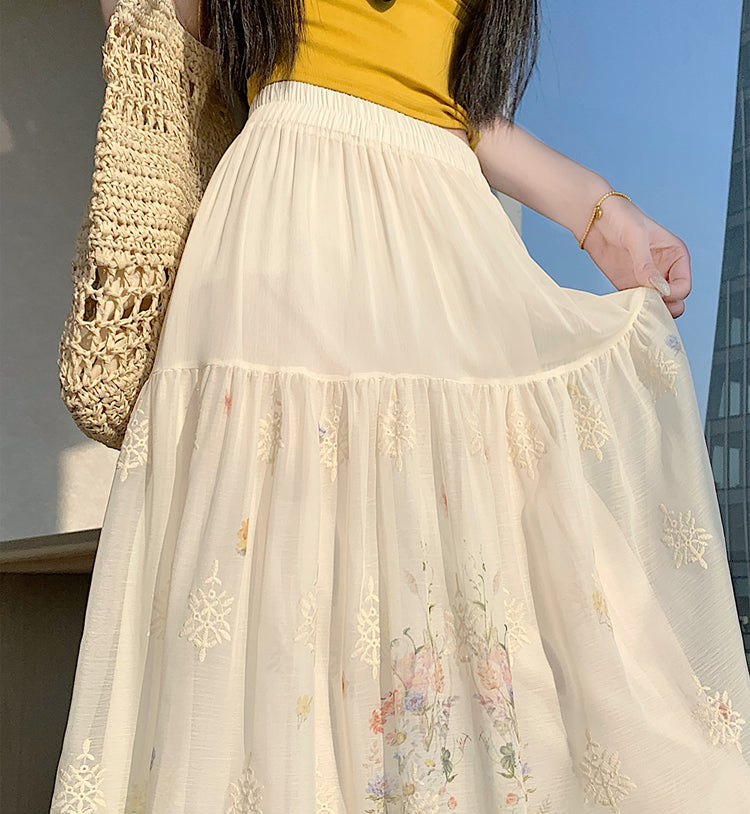 Floral Embroidered Maxi Skirt