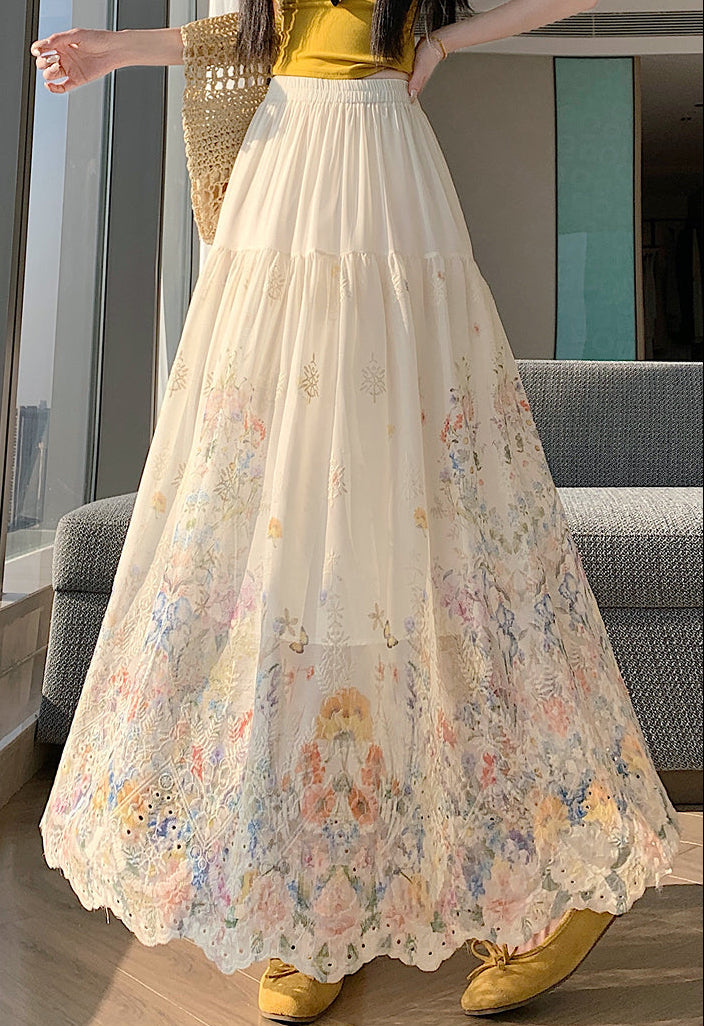 Floral Embroidered Maxi Skirt