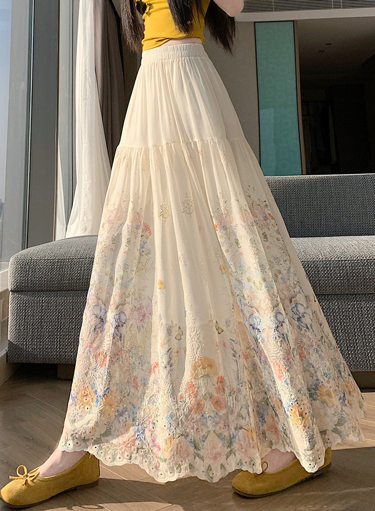 Floral Embroidered Maxi Skirt