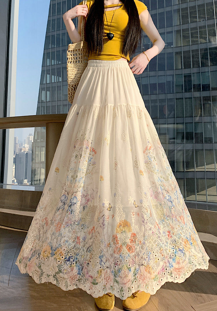 Floral Embroidered Maxi Skirt