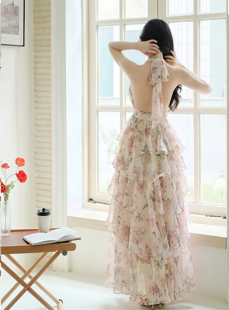 Fairycore Floral Ruffle Maxi