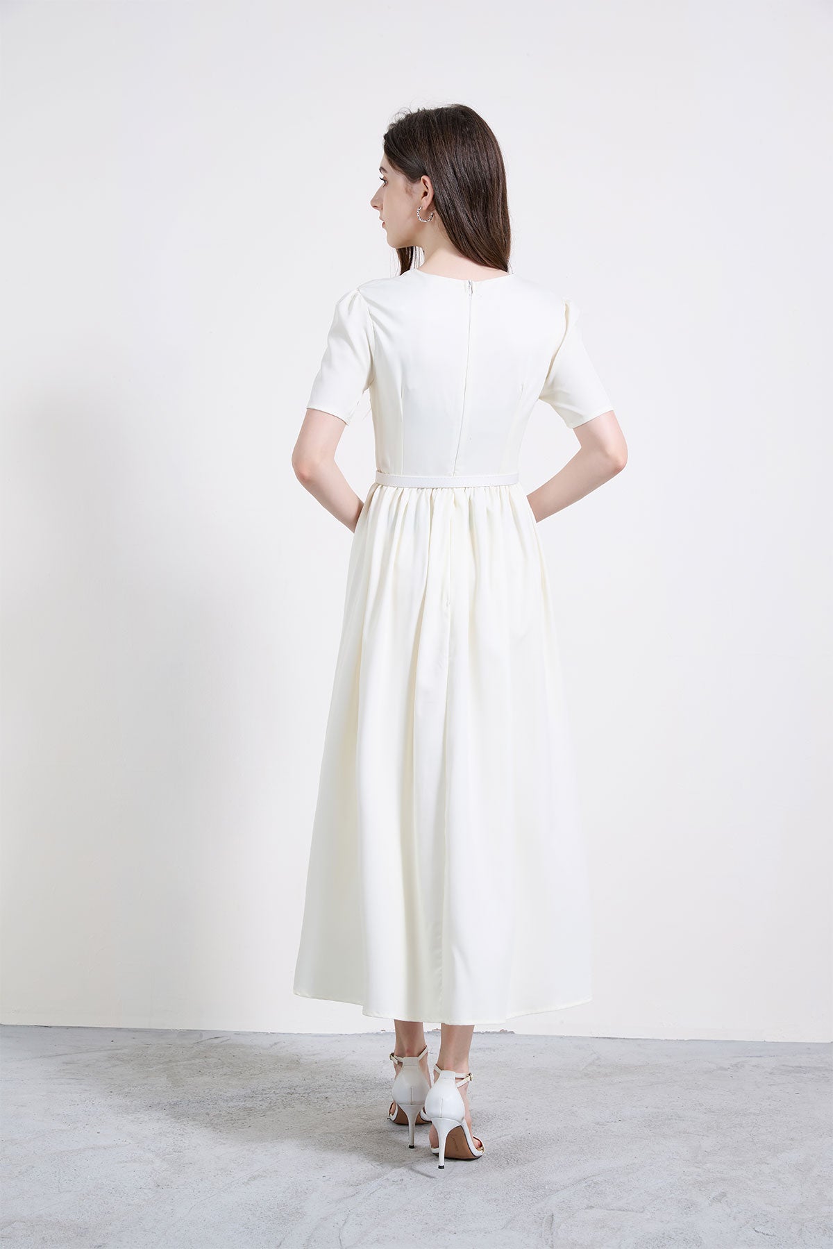 Floral Sketch Pleated A-Line Midi Dress